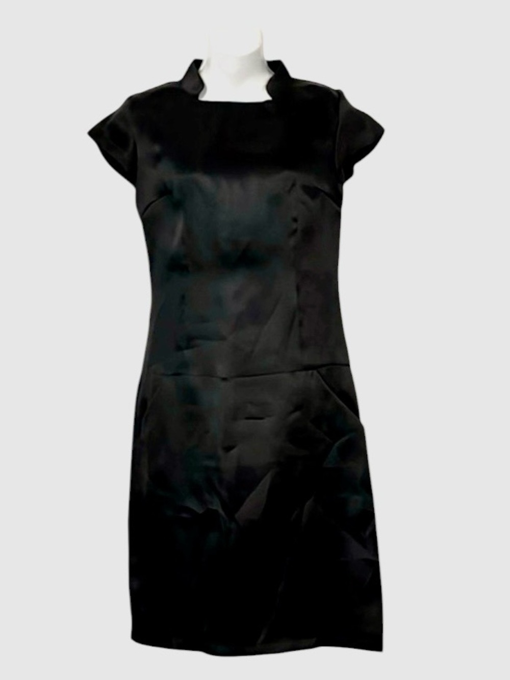 Wayne Black Silk Cap Sleeve Sheath Cocktail Dress Sz 4
